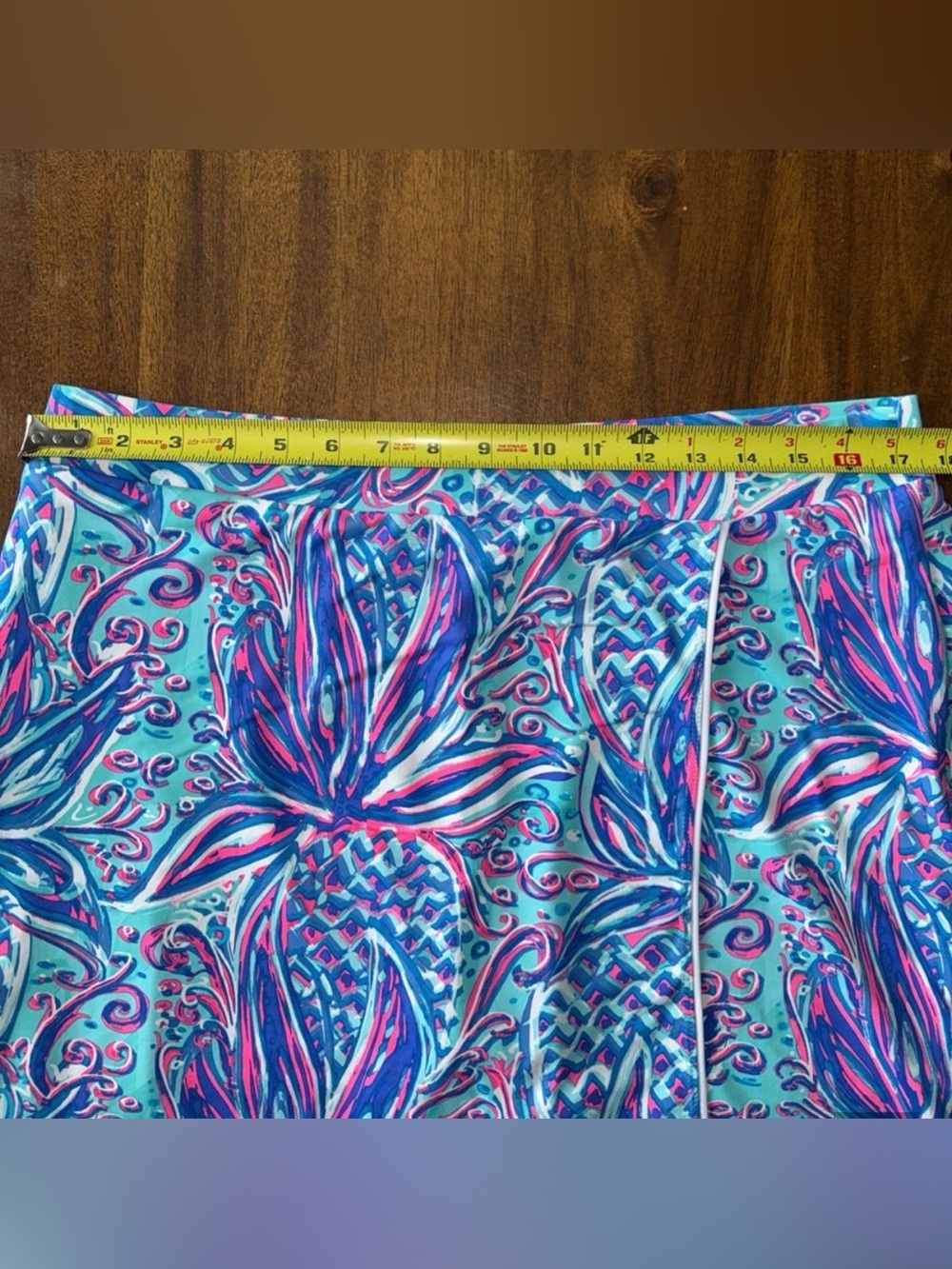 EUC! Lulu-B Vibrant pineapple print Skort in Aqua, Blue & Pink sz XL - Picture 6 of 6